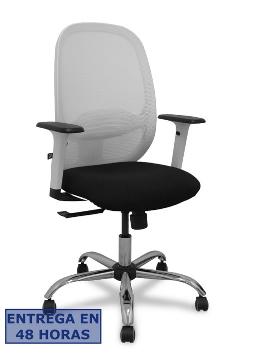 PIQUERAS Y CRESPO Silla Cilanco con mecanismo Sincro, Malla Blanca y Asiento Negro
