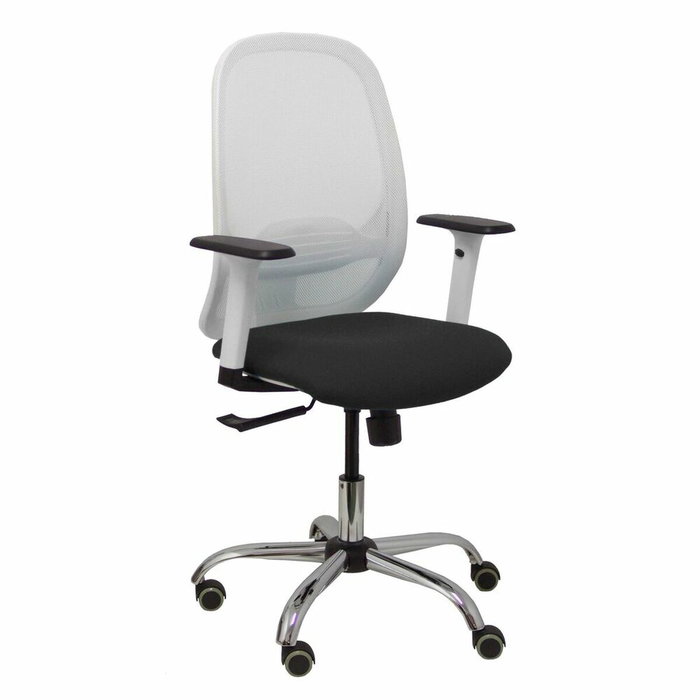 PIQUERAS Y CRESPO Silla Cilanco con mecanismo Sincro, Malla Blanca y Asiento Negro