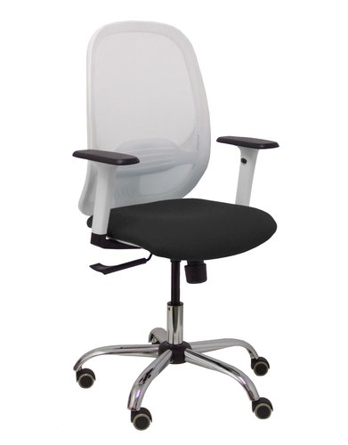 PIQUERAS Y CRESPO Silla Cilanco con mecanismo Sincro, Malla Blanca y Asiento Negro