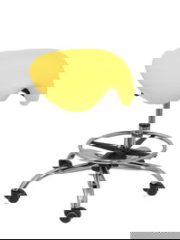 Taburete Zarza con mecanismo Basculante tapizada con Similpiel color No aplica y malla color Amarillo. Equipado con Base cromada, Sin brazos y Ruedas de parqué