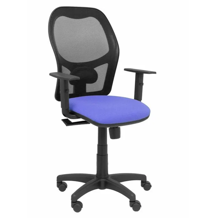 PIQUERAS Y CRESPO Silla Alocén con respaldo de malla negra y asiento azul PIQUERAS Y CRESPO Silla Alocén con respaldo de malla negra y asiento azul