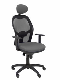 Silla de oficina Jorquera con mecanismo Sincro tapizada con Tela color Negro. Equipada con lumbar 1D, Brazos 1D, Cabecero Fijo y Ruedas de nailon 50 mm