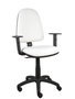 Silla de oficina Aýna con mecanismo Contacto permanente básico tapizada con Similpiel color Blanco. Equipada con Base poliamida negra, Brazos 1D y Ruedas de nailon 50 mm