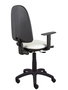 Silla de oficina Aýna con mecanismo Contacto permanente básico tapizada con Similpiel color Blanco. Equipada con Base poliamida negra, Brazos 1D y Ruedas de nailon 50 mm