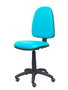 Silla de oficina Aýna con mecanismo Contacto permanente básico tapizada con Similpiel color Turquesa. Equipada con Base poliamida negra, Sin brazos y Ruedas de parqué