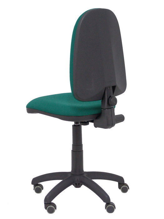 Silla de oficina Aýna con mecanismo Contacto permanente básico tapizada con Tela color Verde botella. Equipada con Base poliamida negra, Sin brazos y Ruedas de parqué