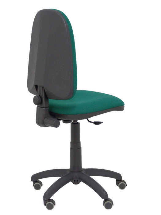 Silla de oficina Aýna con mecanismo Contacto permanente básico tapizada con Tela color Verde botella. Equipada con Base poliamida negra, Sin brazos y Ruedas de parqué