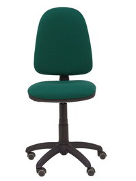 Silla de oficina Aýna con mecanismo Contacto permanente básico tapizada con Tela color Verde botella. Equipada con Base poliamida negra, Sin brazos y Ruedas de parqué