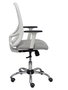 Silla de oficina Cilanco con mecanismo Sincro tapizada con Tela color Gris claro y malla color Blanco. Equipada con lumbar 1D, Brazos 1D y Ruedas de parqué