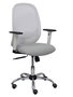 Silla de oficina Cilanco con mecanismo Sincro tapizada con Tela color Gris claro y malla color Blanco. Equipada con lumbar 1D, Brazos 1D y Ruedas de parqué