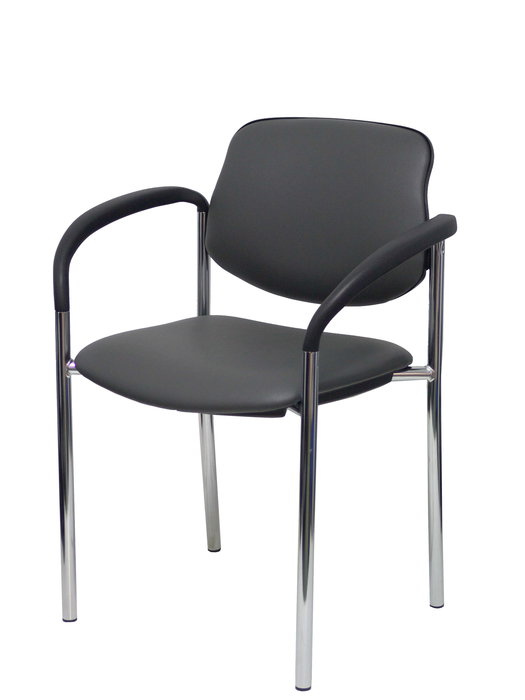 Silla Styl tapizada con Similpiel color Gris oscuro. Brazos fijos Silla Styl tapizada con Similpiel color Gris oscuro. Brazos fijos