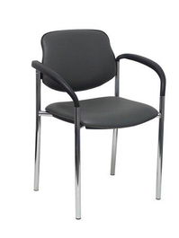 Silla Piqueras Y Crespo Villalgordo Confidente Brazos Fijos Chasis Cromo Asiento Y Respaldo Tapizados Similpiel Gris Oscuro