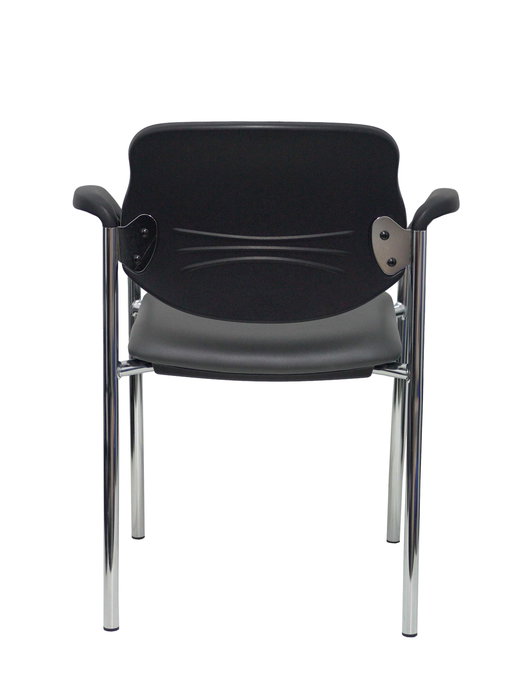 Silla Styl tapizada con Similpiel color Gris oscuro. Brazos fijos Silla Styl tapizada con Similpiel color Gris oscuro. Brazos fijos