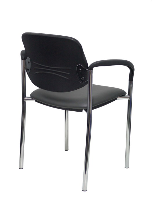 Silla Styl tapizada con Similpiel color Gris oscuro. Brazos fijos Silla Styl tapizada con Similpiel color Gris oscuro. Brazos fijos