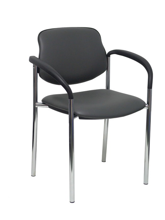 Silla Styl tapizada con Similpiel color Gris oscuro. Brazos fijos Silla Styl tapizada con Similpiel color Gris oscuro. Brazos fijos