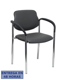 NOWY STYL Silla Styl con brazos fijos y tapizado en similpiel gris oscuro