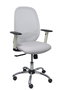 Silla de oficina Cilanco con mecanismo Sincro tapizada con Similpiel color Blanco. Equipada con lumbar 1D, Brazos 1D y Ruedas de parqué
