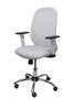 Silla de oficina Cilanco con mecanismo Sincro tapizada con Similpiel color Blanco. Equipada con lumbar 1D, Brazos 1D y Ruedas de parqué