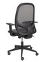 Silla de oficina Cilanco con mecanismo Sincro tapizada con Similpiel color Negro. Equipada con lumbar 1D, Brazos 1D y Ruedas de parqué