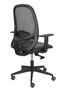 Silla de oficina Cilanco con mecanismo Sincro tapizada con Similpiel color Negro. Equipada con lumbar 1D, Brazos 1D y Ruedas de parqué