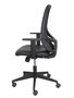 Silla de oficina Cilanco con mecanismo Sincro tapizada con Similpiel color Negro. Equipada con lumbar 1D, Brazos 1D y Ruedas de parqué