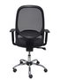 Silla de oficina Cilanco con mecanismo Sincro tapizada con Similpiel color Negro. Equipada con lumbar 1D, Brazos 1D y Ruedas de nailon 50 mm