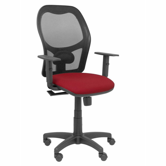 PIQUERAS Y CRESPO Silla Alocén con mecanismo sincro, respaldo negro y asiento granate PIQUERAS Y CRESPO Silla Alocén con mecanismo sincro, respaldo negro y asiento granate