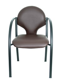 Silla Hellín tapizada con Similpiel color Marrón oscuro. Brazos fijos