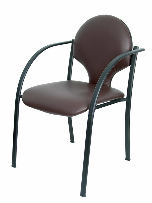 Silla Hellín tapizada con Similpiel color Marrón oscuro. Brazos fijos