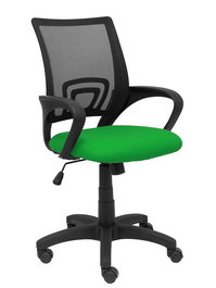 Silla de oficina Vianos con mecanismo Basculante tapizada con Tela color Verde y malla color Negro. Equipada con lumbar Fijo, Brazos fijos y Ruedas de nailon 50 mm
