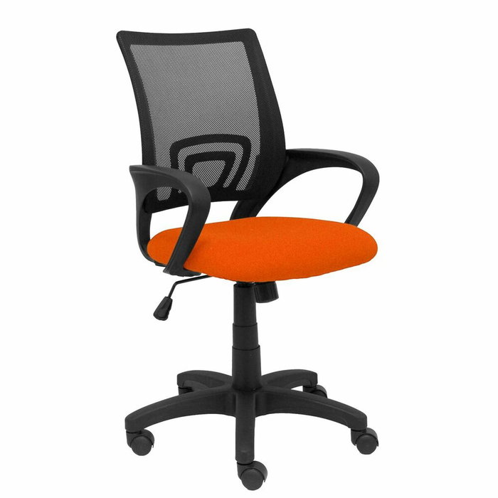 PIQUERAS Y CRESPO Silla Vianos con mecanismo basculante, tela naranja oscuro y malla negra PIQUERAS Y CRESPO Silla Vianos con mecanismo basculante, tela naranja oscuro y malla negra