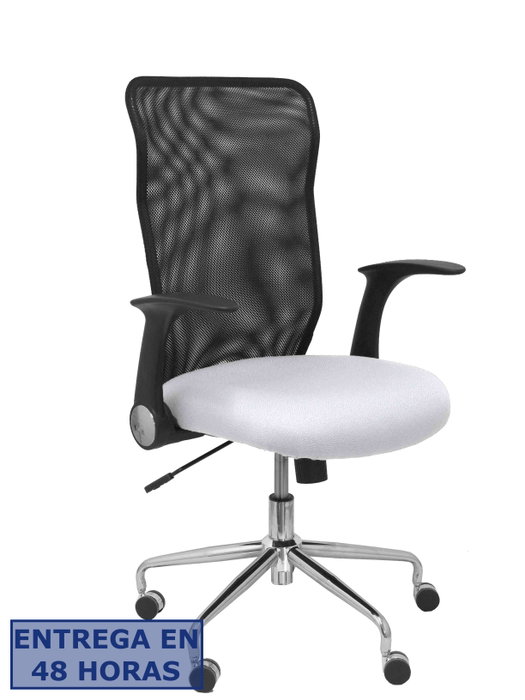 PIQUERAS Y CRESPO Silla Minaya con brazos abatibles, respaldo de malla negro y asiento blanco