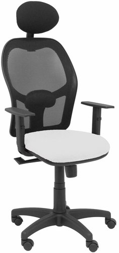 PIQUERAS Y CRESPO Silla Alocén con Mecanismo Sincro, Malla Negra y Asiento Blanco PIQUERAS Y CRESPO Silla Alocén con Mecanismo Sincro, Malla Negra y Asiento Blanco