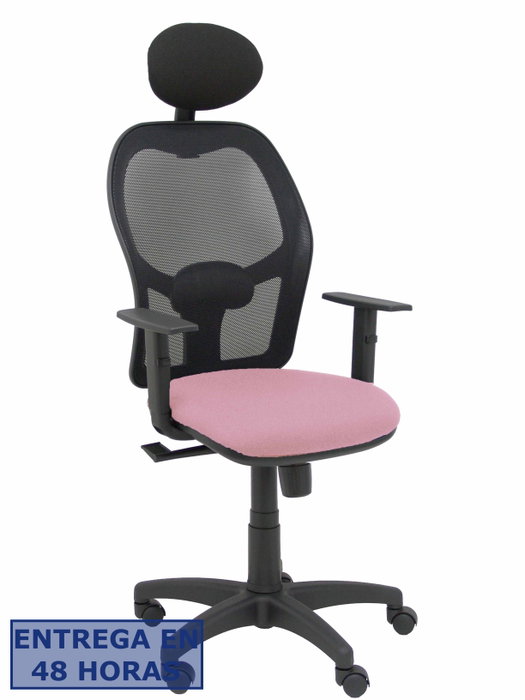 PIQUERAS Y CRESPO Silla Alocén con Mecanismo Sincro, Malla Negra y Asiento Rosa
