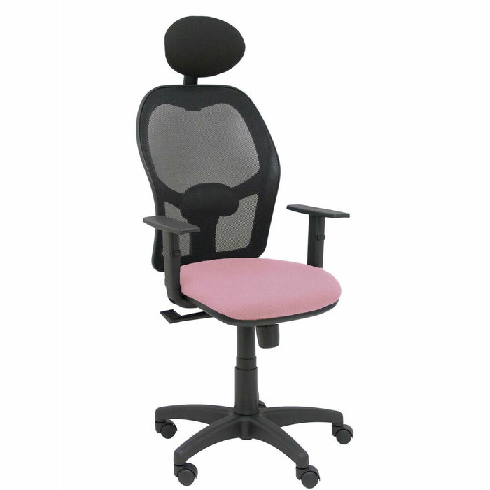 PIQUERAS Y CRESPO Silla Alocén con Mecanismo Sincro, Malla Negra y Asiento Rosa