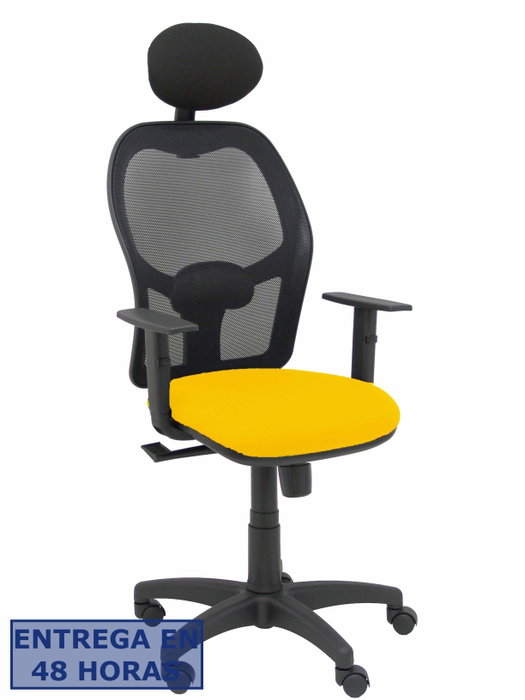PIQUERAS Y CRESPO Silla Alocén con Mecanismo Sincro, Malla Negra y Asiento Amarillo PIQUERAS Y CRESPO Silla Alocén con Mecanismo Sincro, Malla Negra y Asiento Amarillo