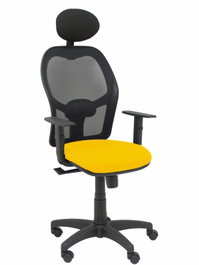 PIQUERAS Y CRESPO Silla Alocén con Mecanismo Sincro, Malla Negra y Asiento Amarillo
