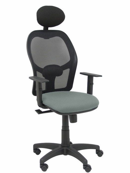 PIQUERAS Y CRESPO Silla Alocén con respaldo de malla negra y asiento Bali gris