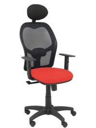 PIQUERAS Y CRESPO Silla de oficina Alocén con mecanismo Sincro, malla negra y asiento naranja oscuro