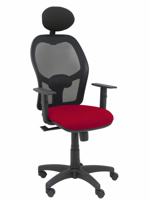 PIQUERAS Y CRESPO Silla Alocén con malla negra, asiento granate y cabecero fijo PIQUERAS Y CRESPO Silla Alocén con malla negra, asiento granate y cabecero fijo