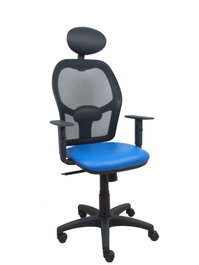 PIQUERAS Y CRESPO Silla de oficina Alocén con mecanismo Sincro, malla negra y asiento azul