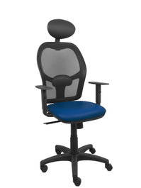 PIQUERAS Y CRESPO Silla Alocén con Mecanismo Sincro, Malla Negra y Asiento Azul Marino