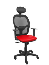 PIQUERAS Y CRESPO Silla Alocén con malla negra y asiento similpiel rojo