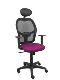 PIQUERAS Y CRESPO Silla Alocén con mecanismo Sincro, Malla Negra y Similpiel Morado