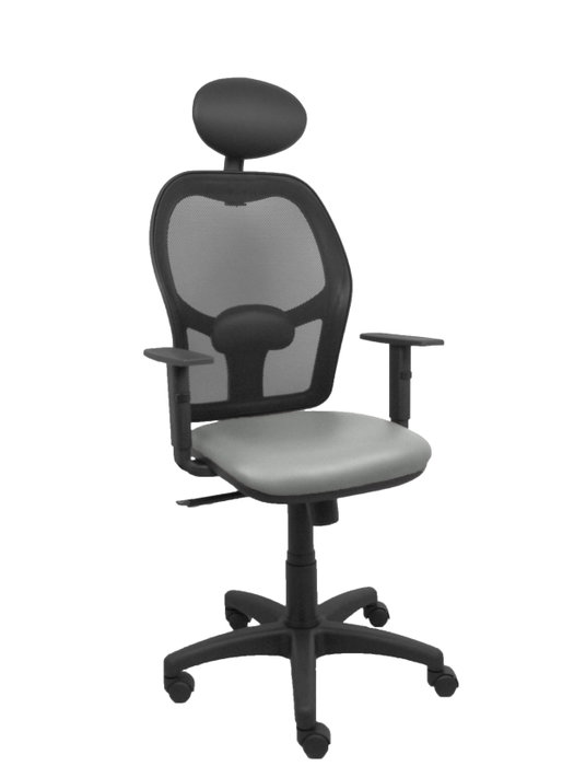 PIQUERAS Y CRESPO Silla Alocén con mecanismo sincro, malla negra y asiento similpiel gris PIQUERAS Y CRESPO Silla Alocén con mecanismo sincro, malla negra y asiento similpiel gris