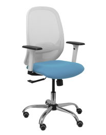 PIQUERAS Y CRESPO Silla Cilanco con Mecanismo Sincro, Asiento Azul Cielo y Malla Blanca