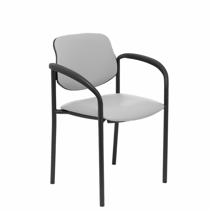 NOWY STYL Silla Styl tapizada en similpiel gris con brazos fijos