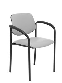 Silla Piqueras Y Crespo Villalgordo Confidente Brazos Fijos Chasis Negro Asiento Y Respaldo Tapizados Similpiel Gris