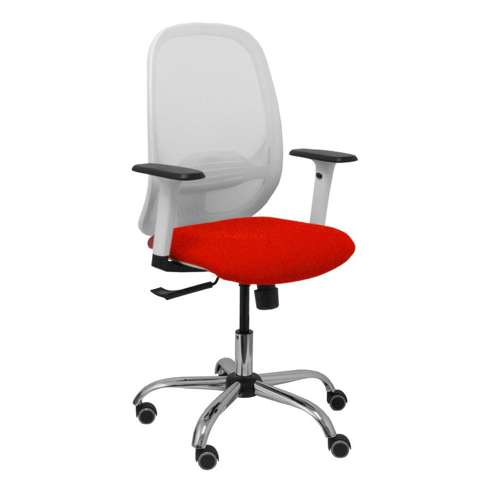 PIQUERAS Y CRESPO Silla Cilanco con Mecanismo Sincro, Malla Blanca y Asiento Rojo PIQUERAS Y CRESPO Silla Cilanco con Mecanismo Sincro, Malla Blanca y Asiento Rojo