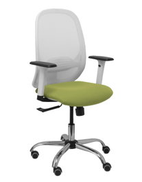 PIQUERAS Y CRESPO Silla de oficina Cilanco con mecanismo Sincro, Verde oliva y Blanco